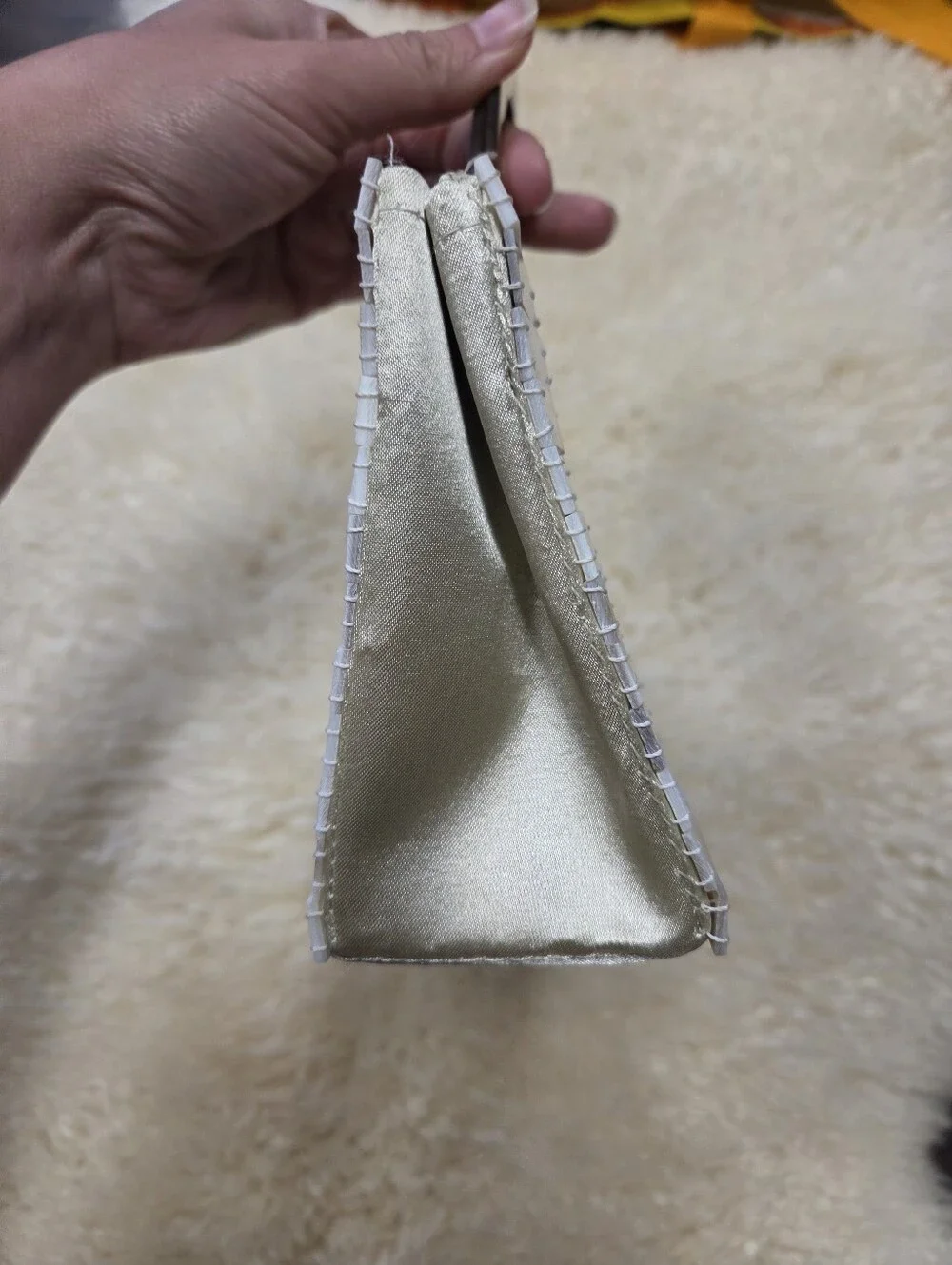 Mad Bags Mother of Pearl Tile Purse Tortoise Handle Shell Clutch Bag MOP Y2K
